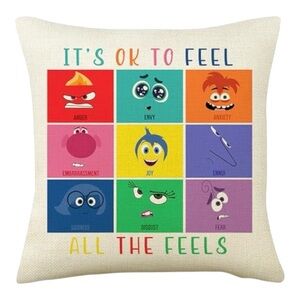 Disney Pixar Inside Out 2 Pillow Cover Cushion Emotions Throw Pillow 18 x 18